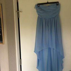 Blue strapless dress